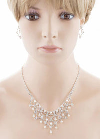 Elegant Bridal Wedding Jewelry Set Crystal Rhinestone Pearl WT