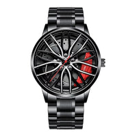 Car Watches for Men Waterproof Stainless Steel Quartz Wrist Watch Sports Men'S Watches with Car Wheel Rim Hub Design