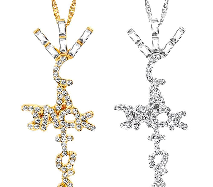 Travis Scott Product Brand Cactus Jack Shape Pendant Necklace Ice Crystal Cubic Zirconia Pendant Hip Hop Jewelry Gift