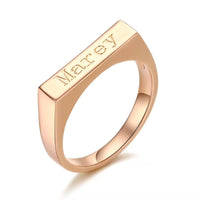 Custom Engraved Name Bar Ring Initial Letter Ring Women Jewelry Stackable Minimalist Textured Bar Rings Gift