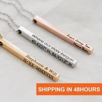 Custom Long Vertical Bar Necklace for Women Men Engrave Persoanlized Name Initial Pendant Stainless Steel Inspiration Gifts