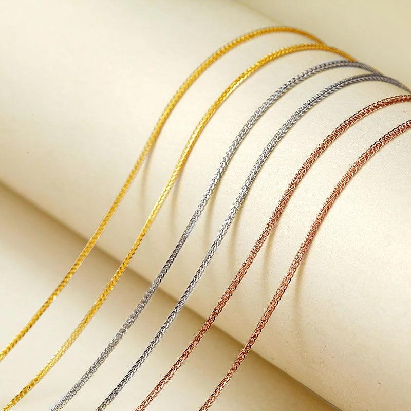 YUNLI Real 18K Gold Necklace Match Pendant Chain Solid AU750 Chopin Chain for Women Fine Jewelry Wedding Gift