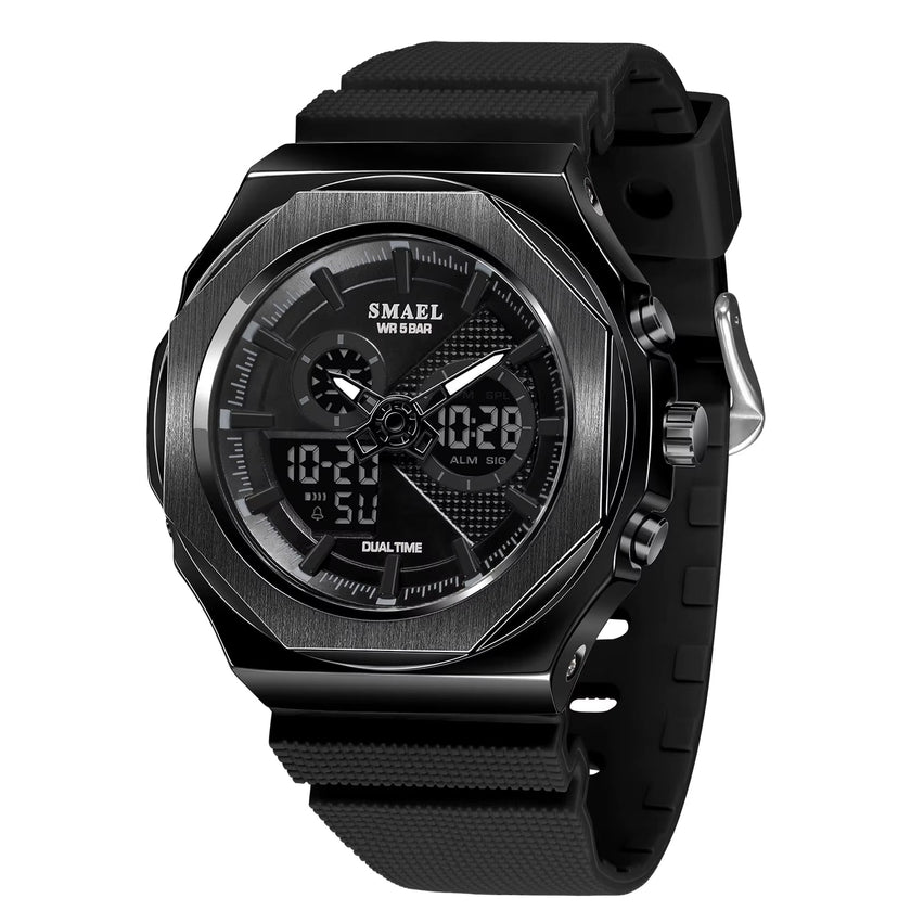 SMAEL Sport Watches Women 50M Waterproof Lady Watches Pink Lover Gifts 8102 Dual Time Diaplay Watches Digital LED Back Light