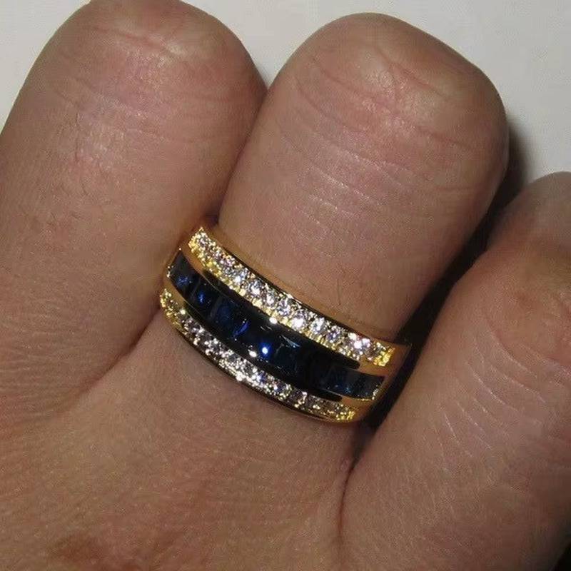 Trendy Real Diamond Sapphire Ring for Women 18K Gold Bague or Jaune for Jewelry Anillos Men Gemstone Anel Jewelry Gold Rings Box