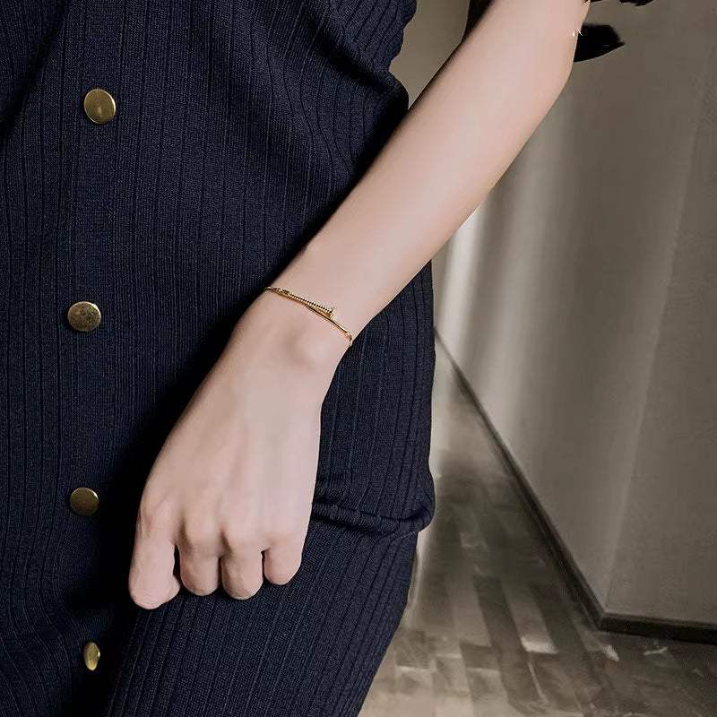 14K Real Gold Plated Fashion Jewelry Micro-Inlaid Zircon Elegant Bracelates for Woman Holiday Party Daily Luxury Bracelate