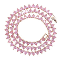 2025 Valentine'S Day Gift 5A Heart Cz Tennis Necklace White Pink Cubic Zirconia Iced Out Bling Pink Girl Women Jewelry Choker
