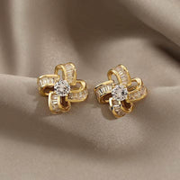 Korea New Fashion Jewelry 14K Real Gold Plating AAA Zircon Luxury Windmill Earrings Elegant Women'S Prom Wedding Accessories