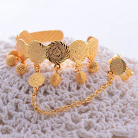 Gold Color Coin Banglesfor Girl Baby Bracelet Islam Muslim Arabic Currency Money Gold Bracelets Bangle Jewelry Birthday Gift
