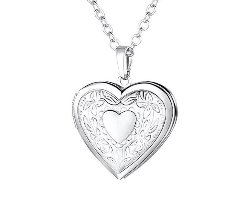 Love Heart Secret Message Locket Necklace Pendant DIY Photo Picture Locket Vintage Gift for Lover Couples Custom Message