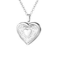 Love Heart Secret Message Locket Necklace Pendant DIY Photo Picture Locket Vintage Gift for Lover Couples Custom Message