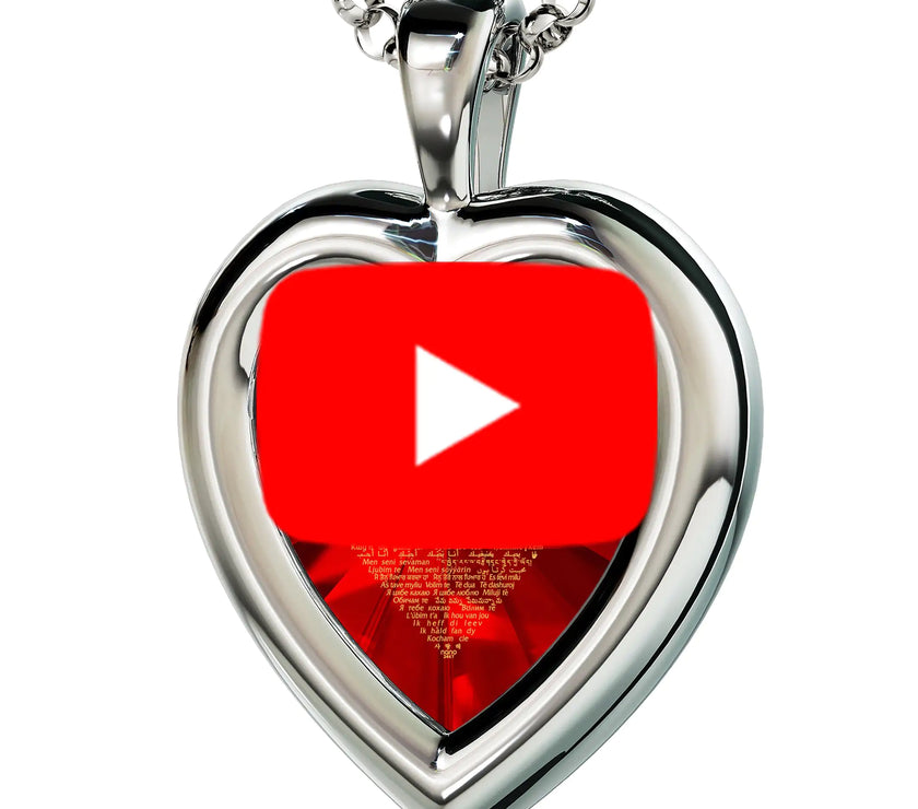 Gold Plated Silver Heart Pendant I Love You Necklace 120 Languages 24k Gold Inscribed
